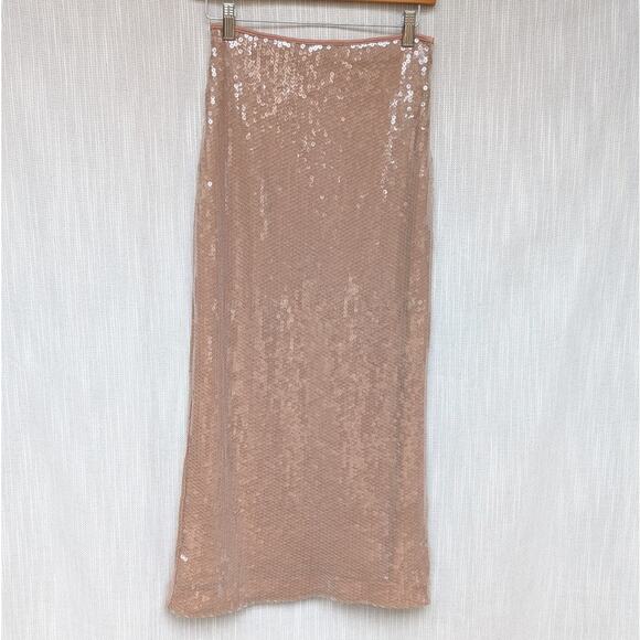 Abercrombie & Fitch High Rise Sequin Tan Maxi Skirt, size XS - Picture 1 of 9
